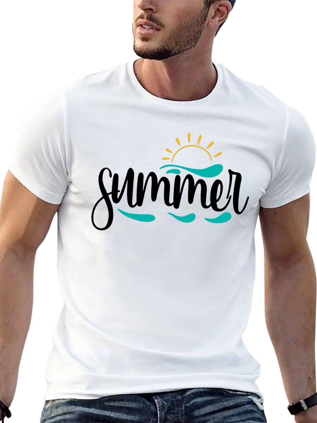 Summer Vibes Graphic Tee - Black Cotton T-Shirt