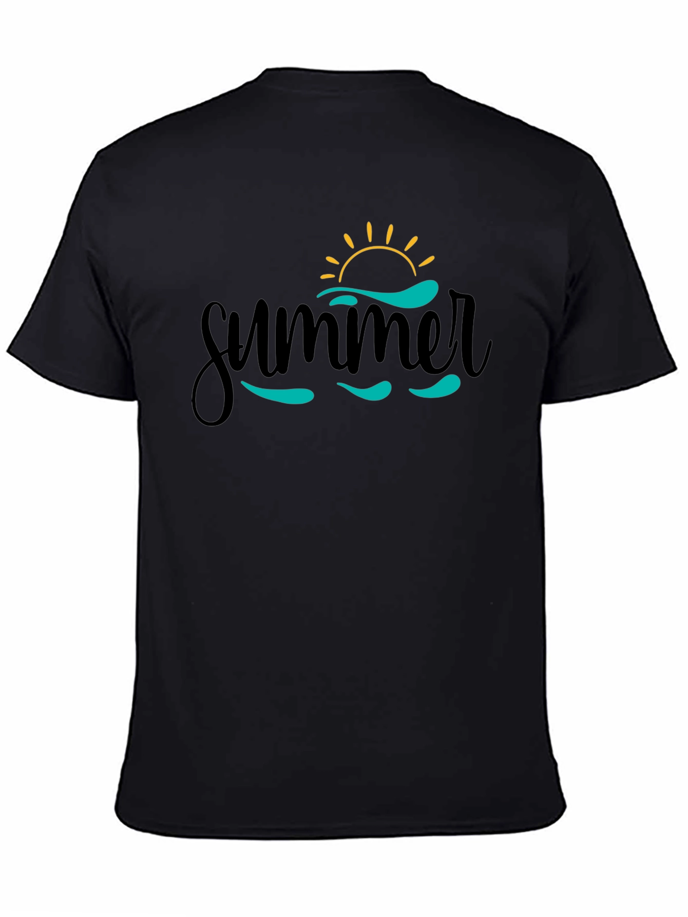 Summer Vibes Graphic Tee - Black Cotton T-Shirt