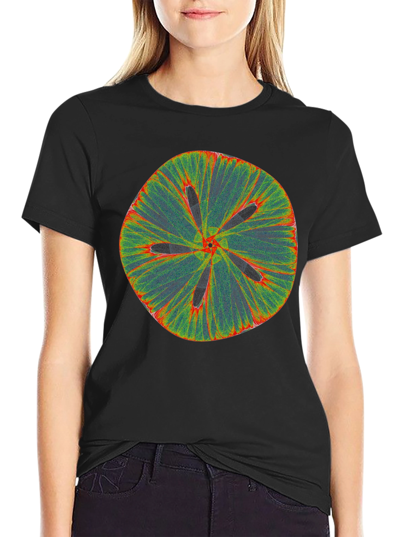Abstract Flower Tee - Black Cotton Blend