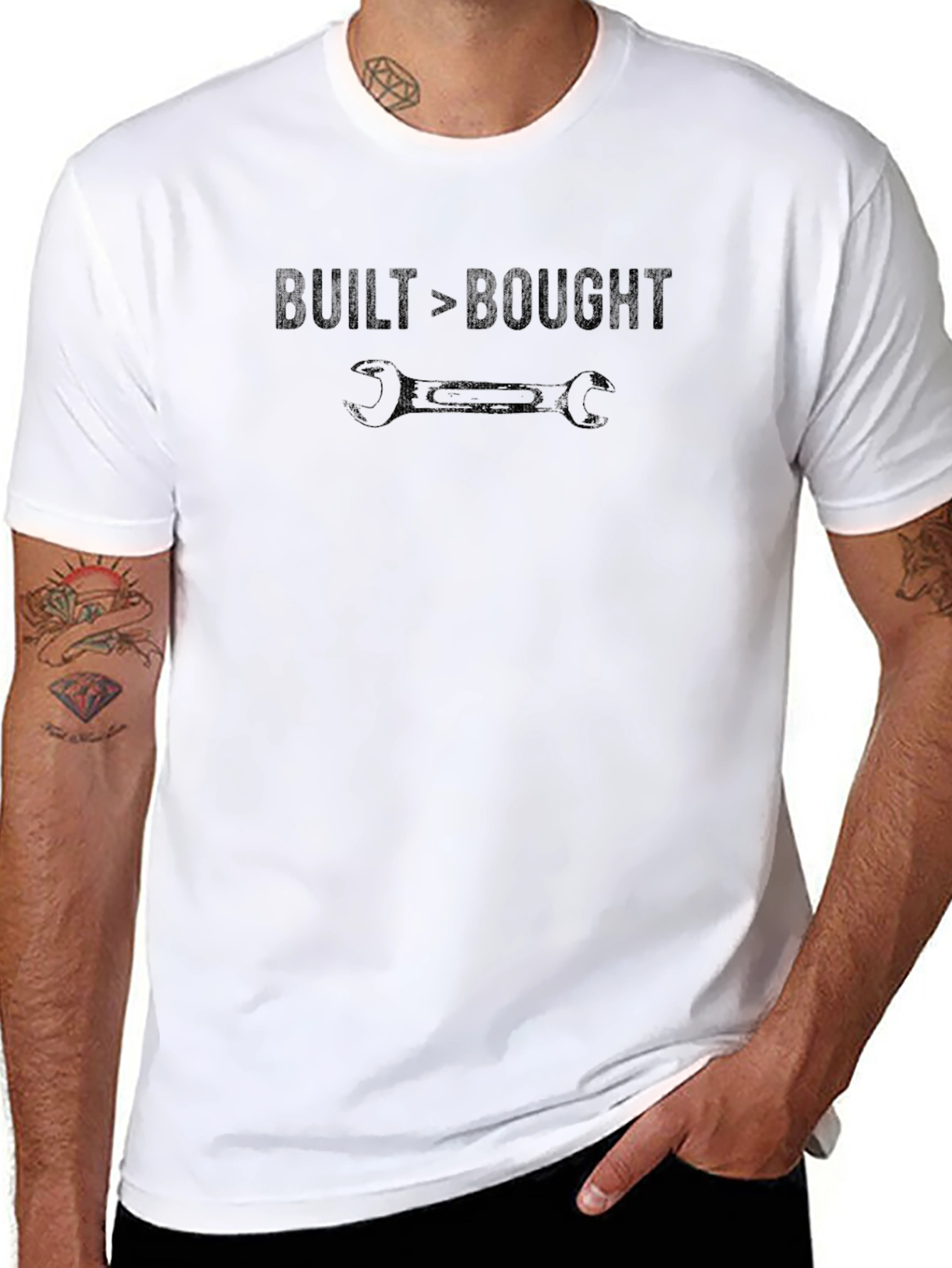Built > Bought T-Shirt - Mechanic Car Enthusiast Tee