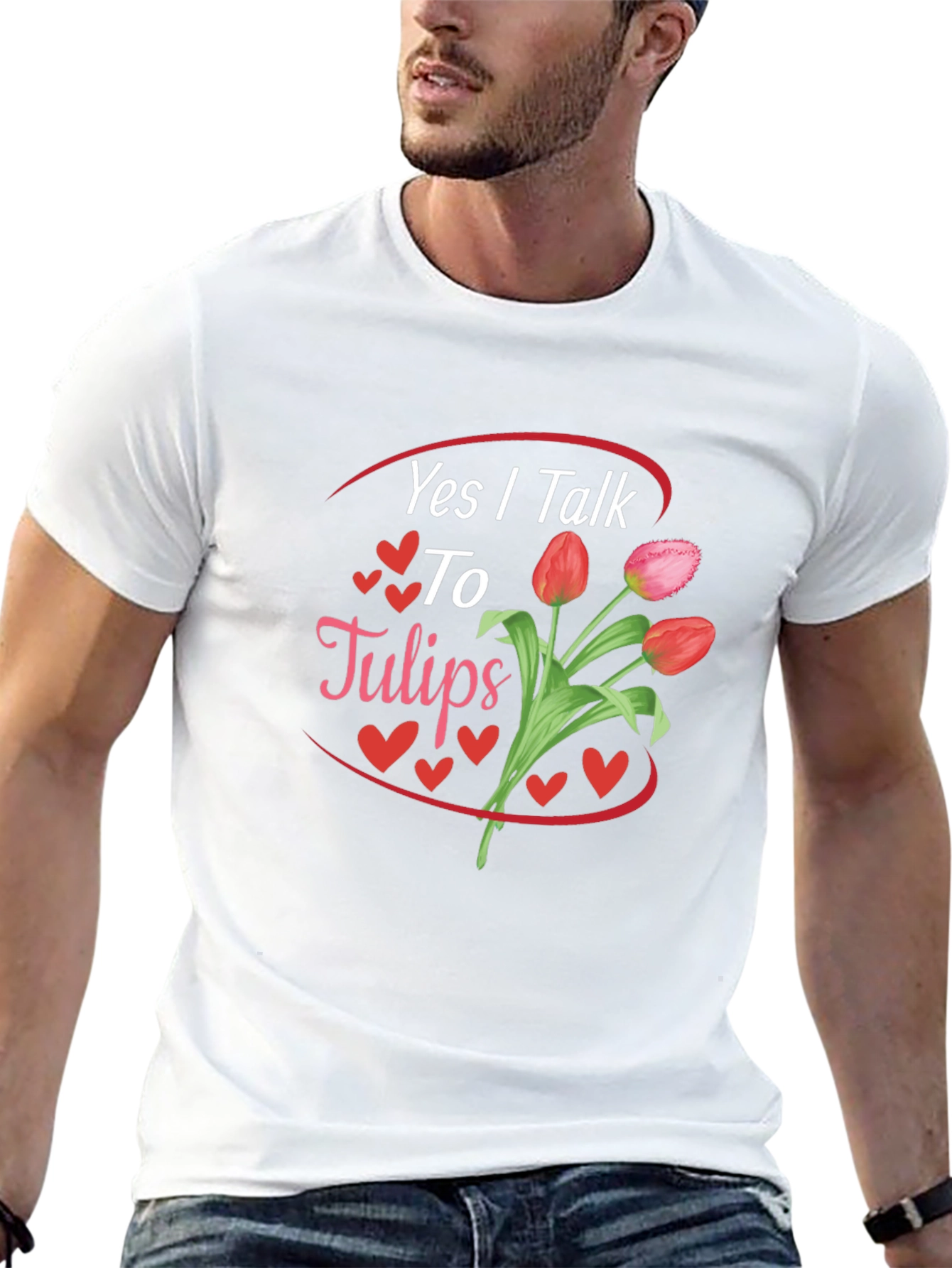 Yes I Talk to Tulips Black Graphic Tee