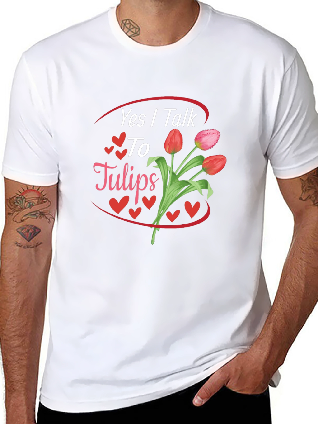 Yes I Talk to Tulips Black Graphic Tee