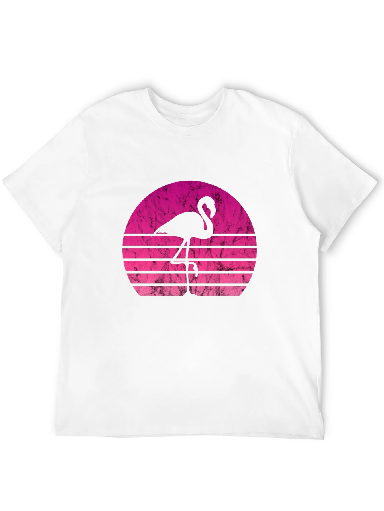 Retro Flamingo Sunset Black T-Shirt