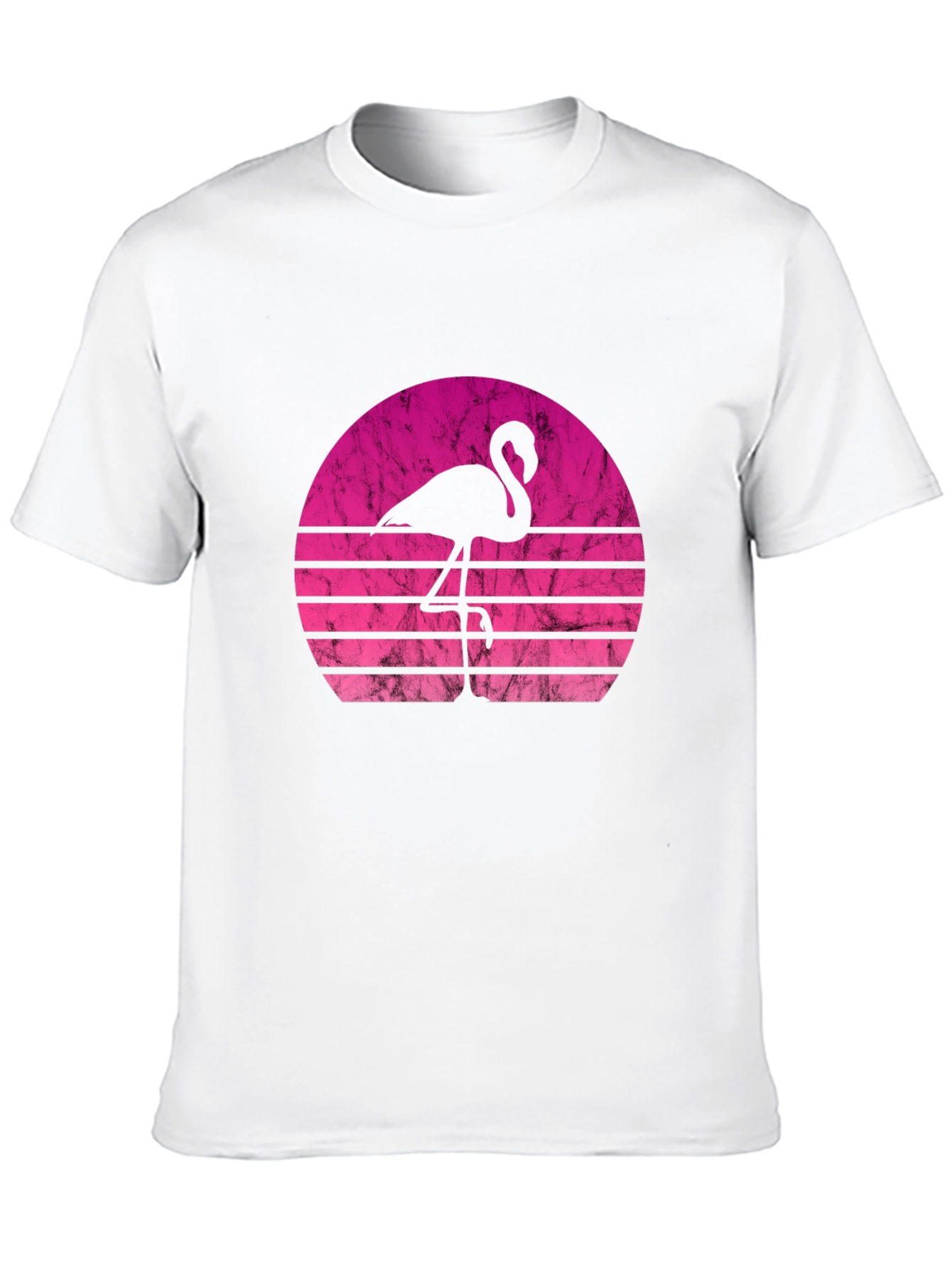 Retro Flamingo Sunset Black T-Shirt