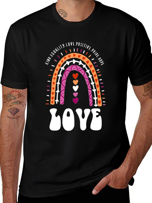 Lesbian Pride Rainbow LOVE Graphic Tee