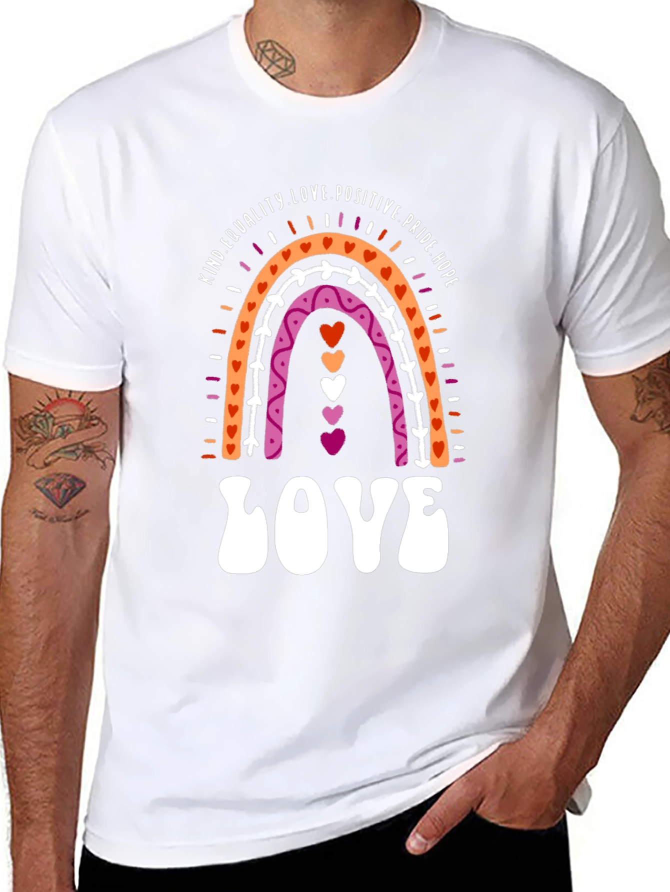 Lesbian Pride Rainbow LOVE Graphic Tee