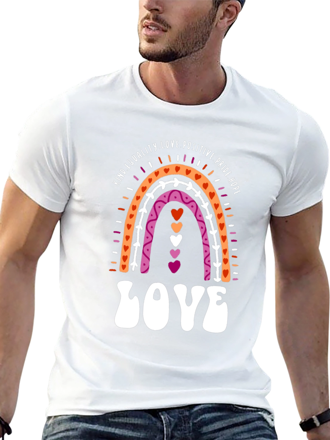 Lesbian Pride Rainbow LOVE Graphic Tee