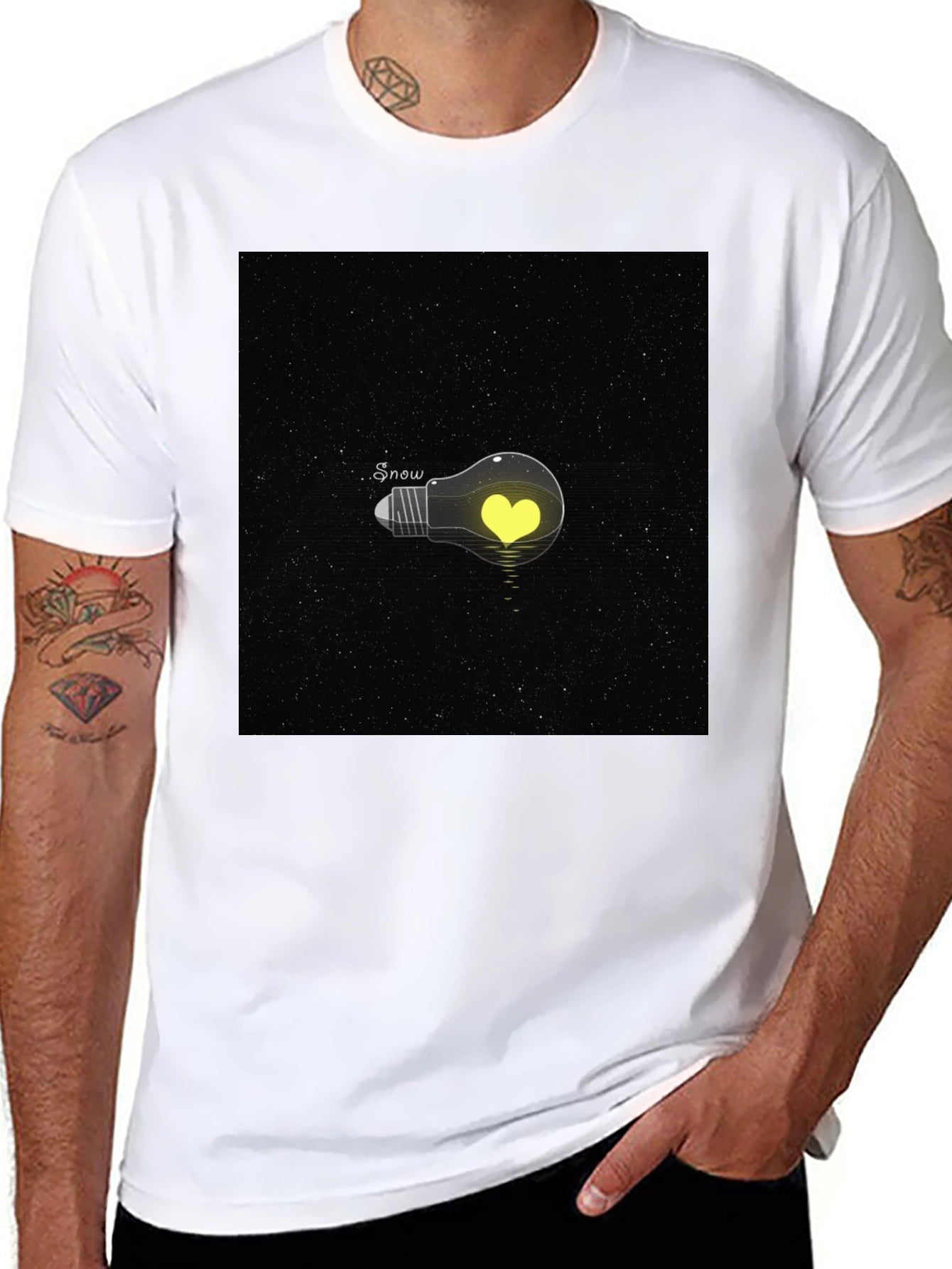 Heart Bulb Tee - Mens Black Graphic T-Shirt