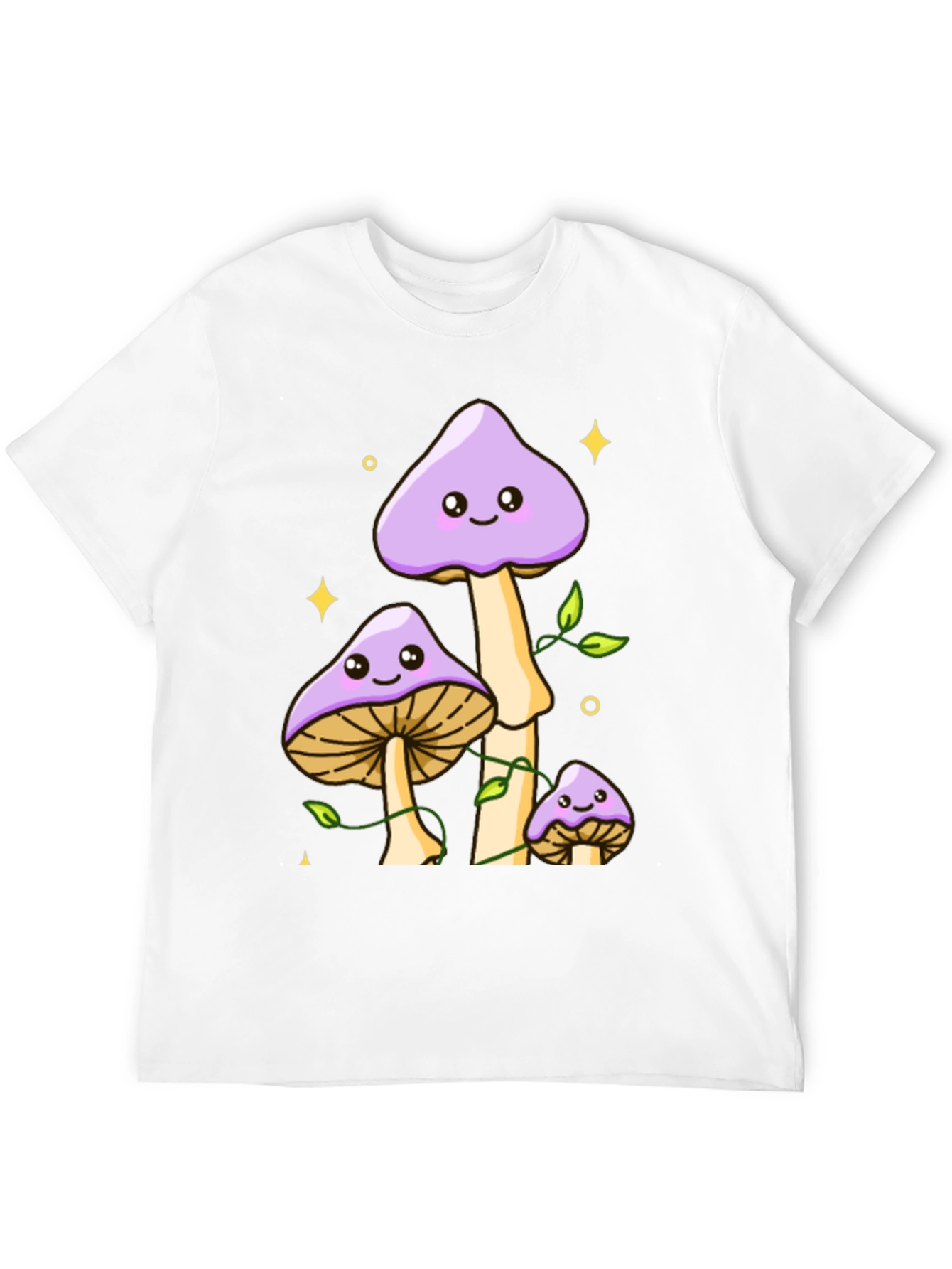 Cute Mushroom Graphic Tee - Black Cotton Shirt