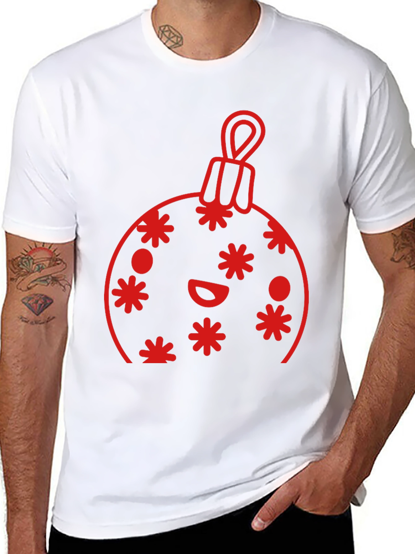 Festive Holiday Ornament Graphic Tee - Black