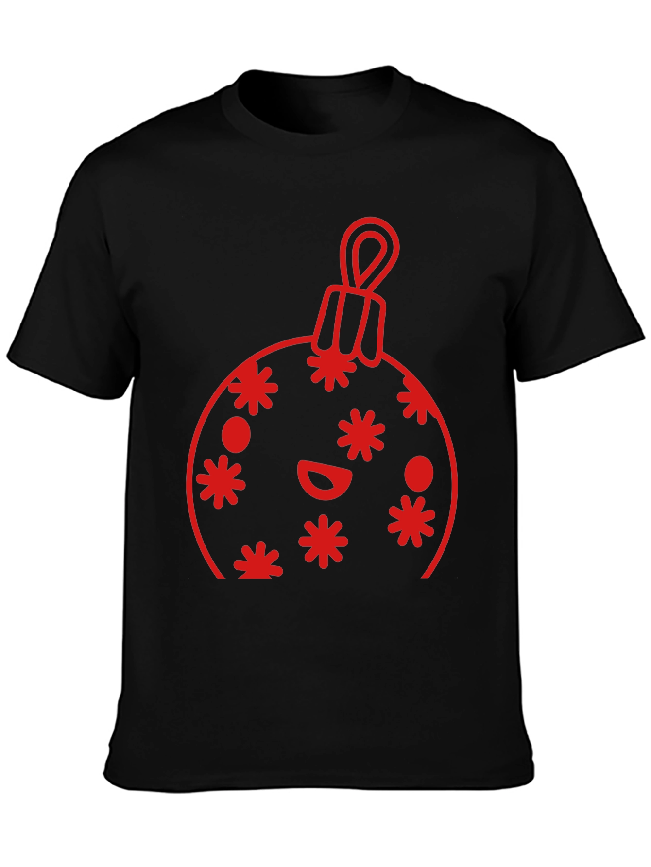 Festive Holiday Ornament Graphic Tee - Black
