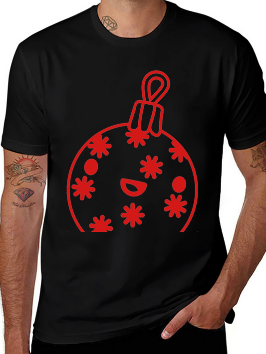 Festive Holiday Ornament Graphic Tee - Black