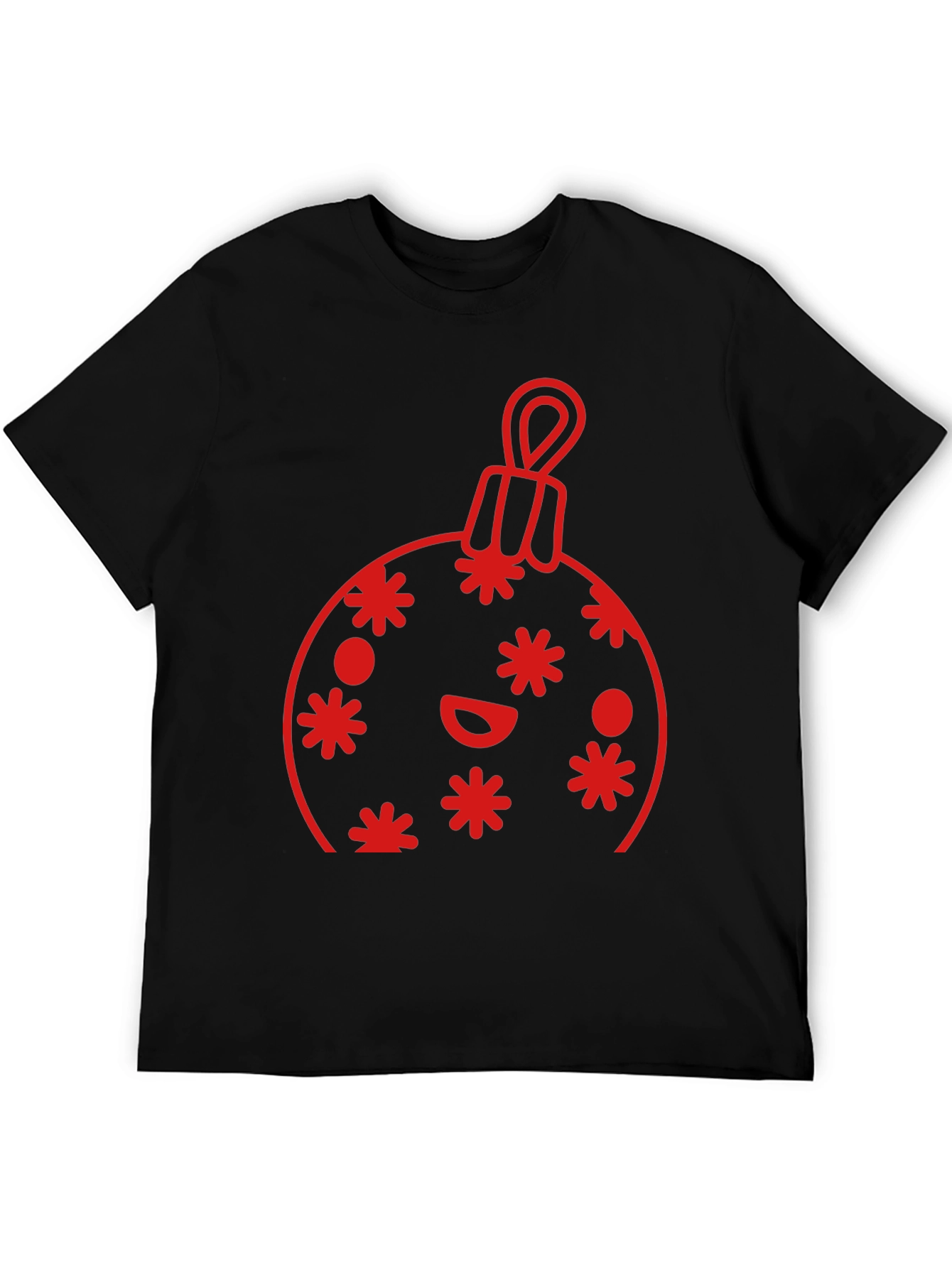Festive Holiday Ornament Graphic Tee - Black