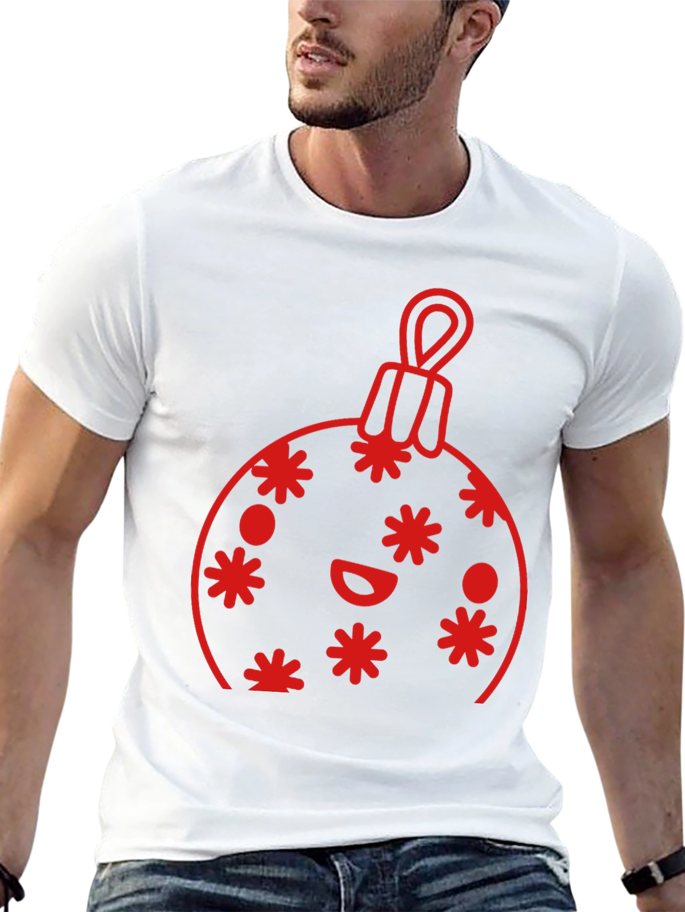 Festive Holiday Ornament Graphic Tee - Black