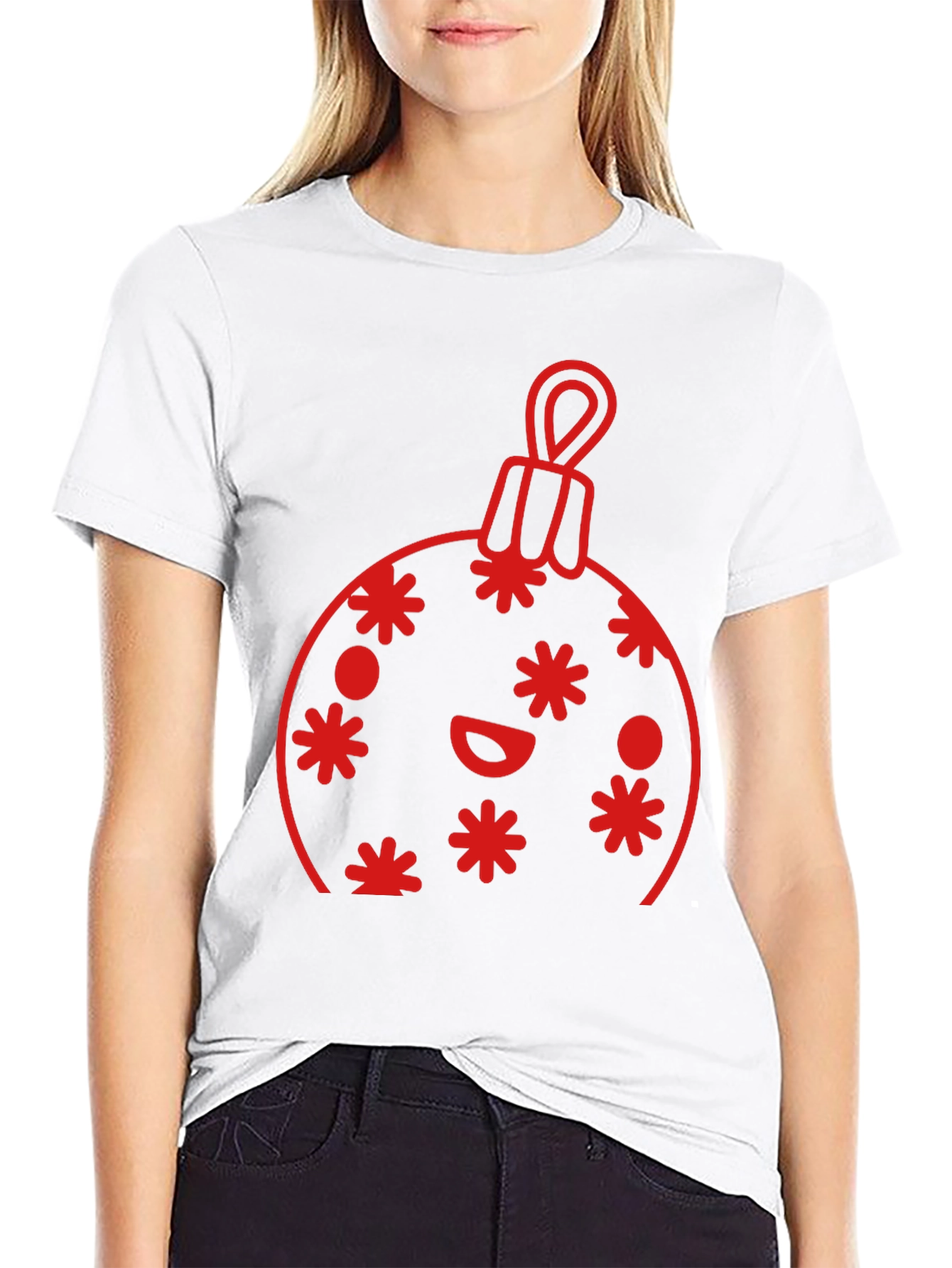Festive Holiday Ornament Graphic Tee - Black