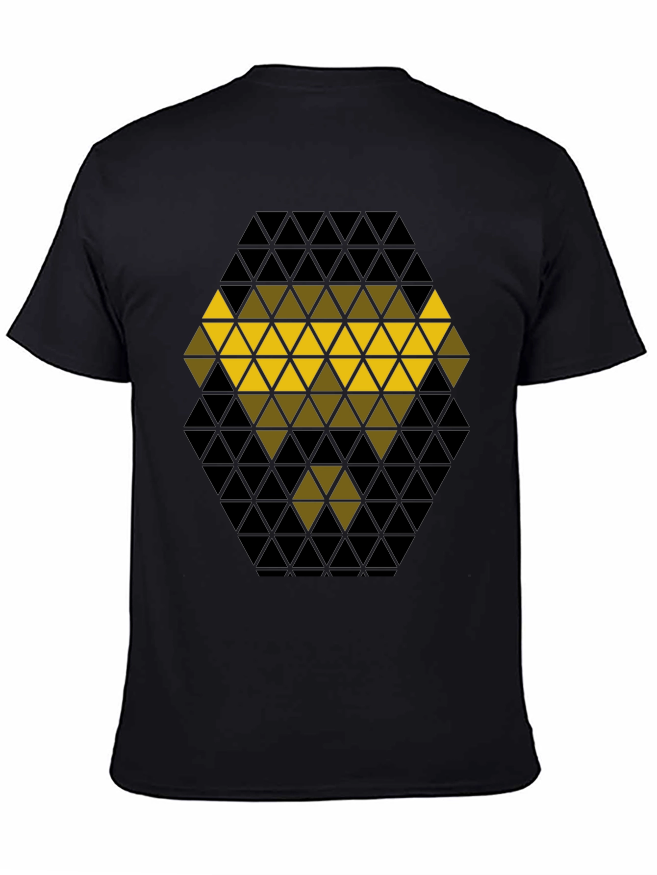 Geometric Triangle Pattern Black T-Shirt