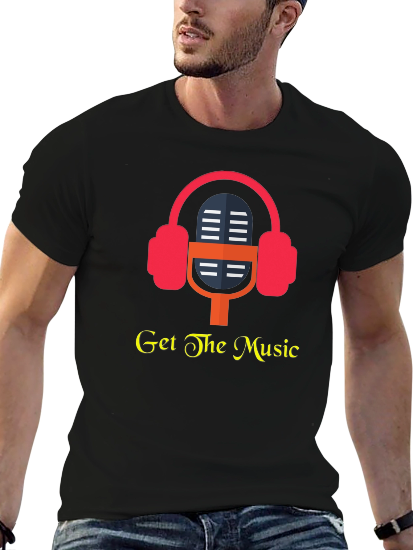 Get the Music T-Shirt - Headphones Microphone Design