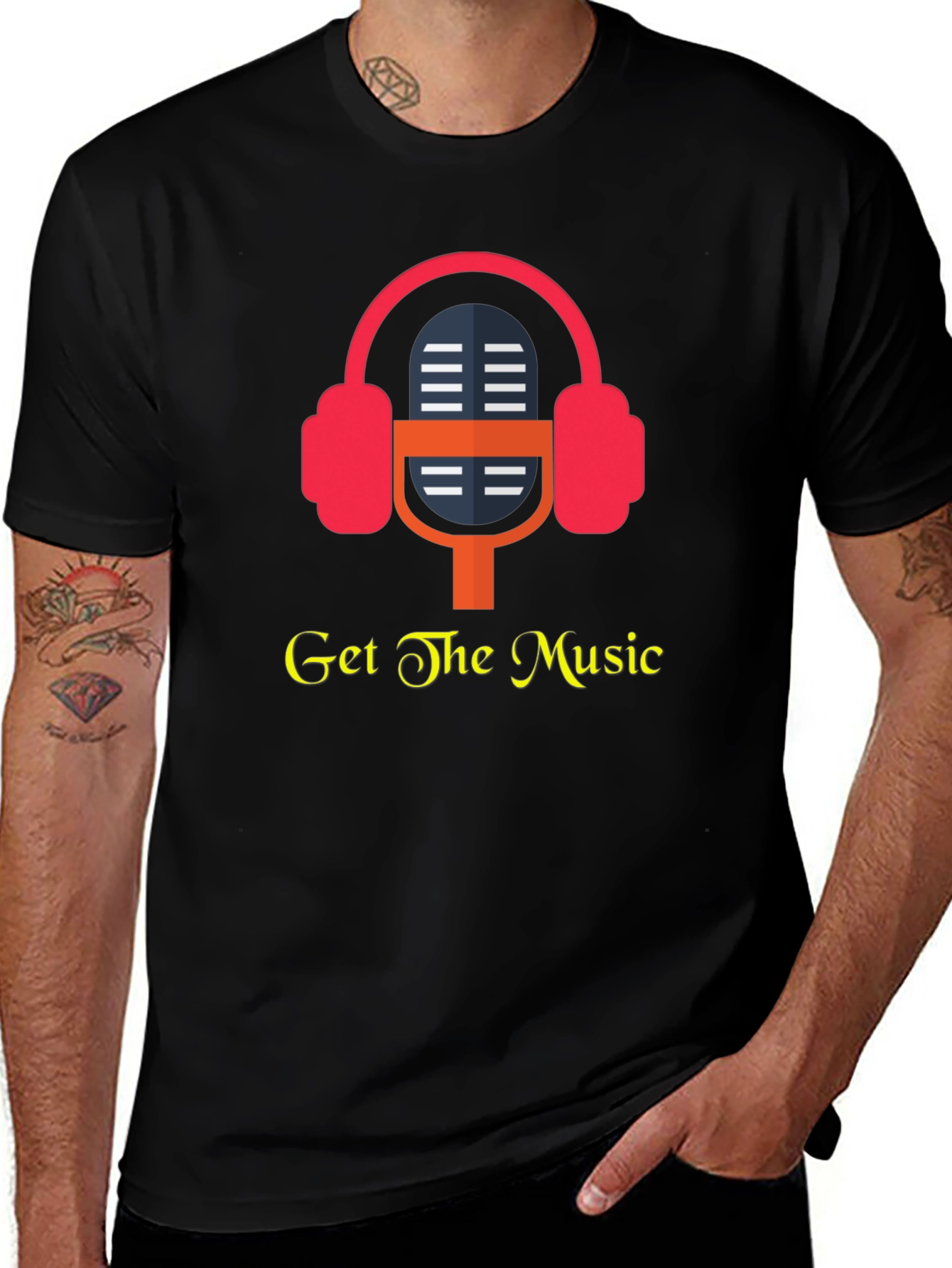 Get the Music T-Shirt - Headphones Microphone Design