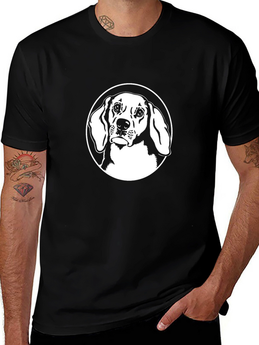 Dog Graphic Tee - Black Cotton T-Shirt