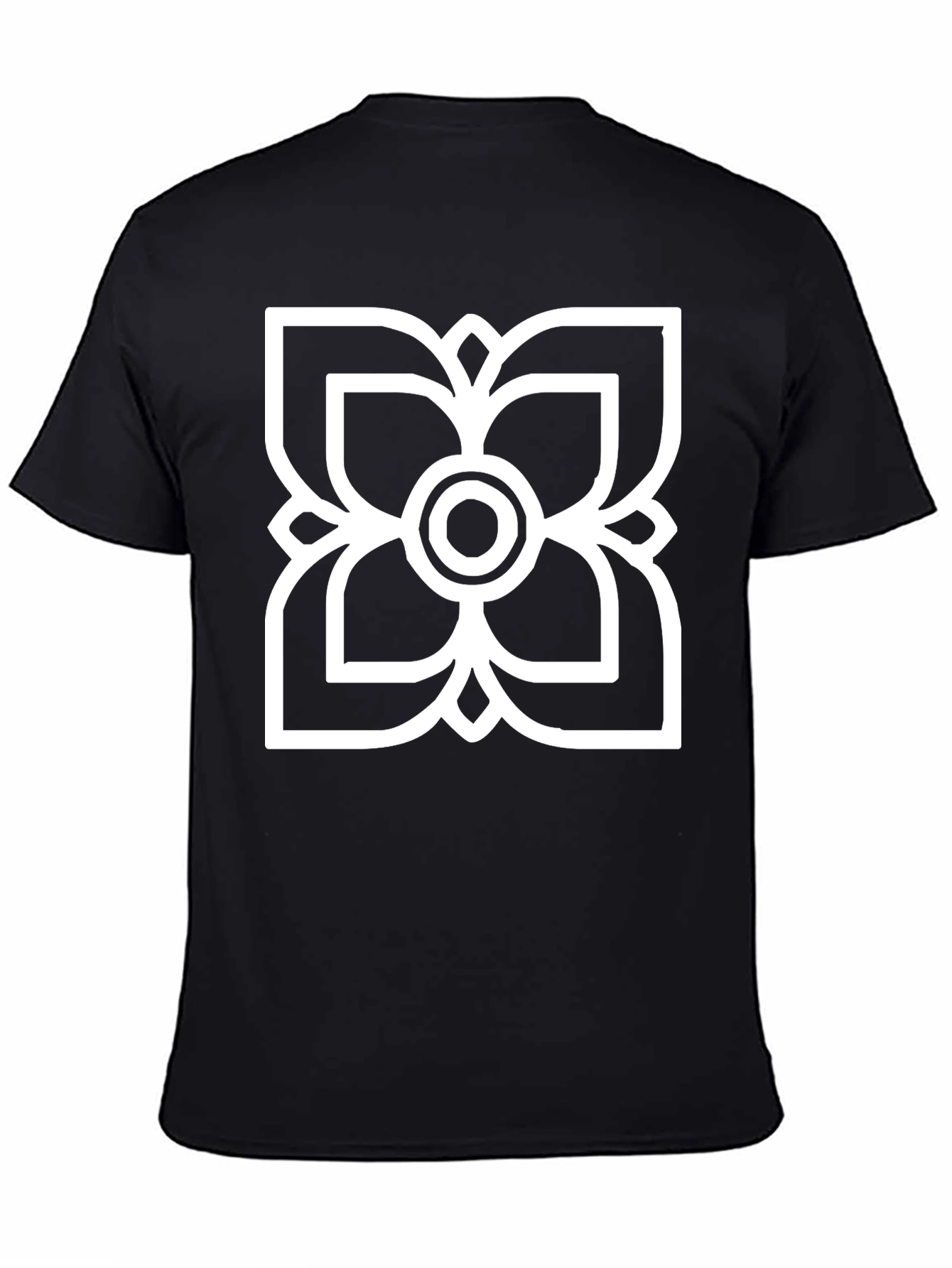 Black T-Shirt with White Floral Graphic
