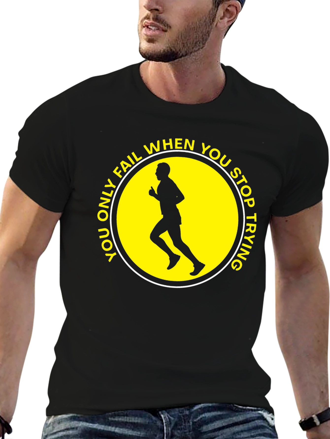 Motivational Running T-Shirt: Never Stop Trying!