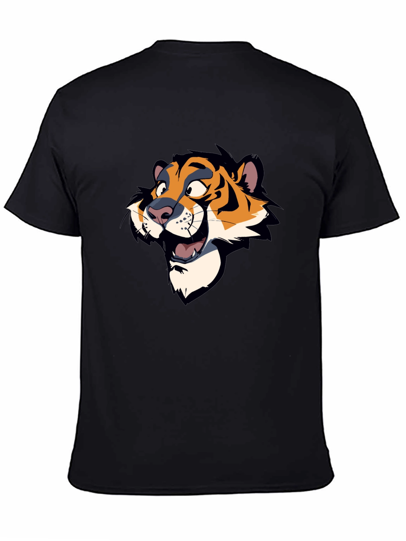 Cartoon Tiger Graphic Black T-Shirt