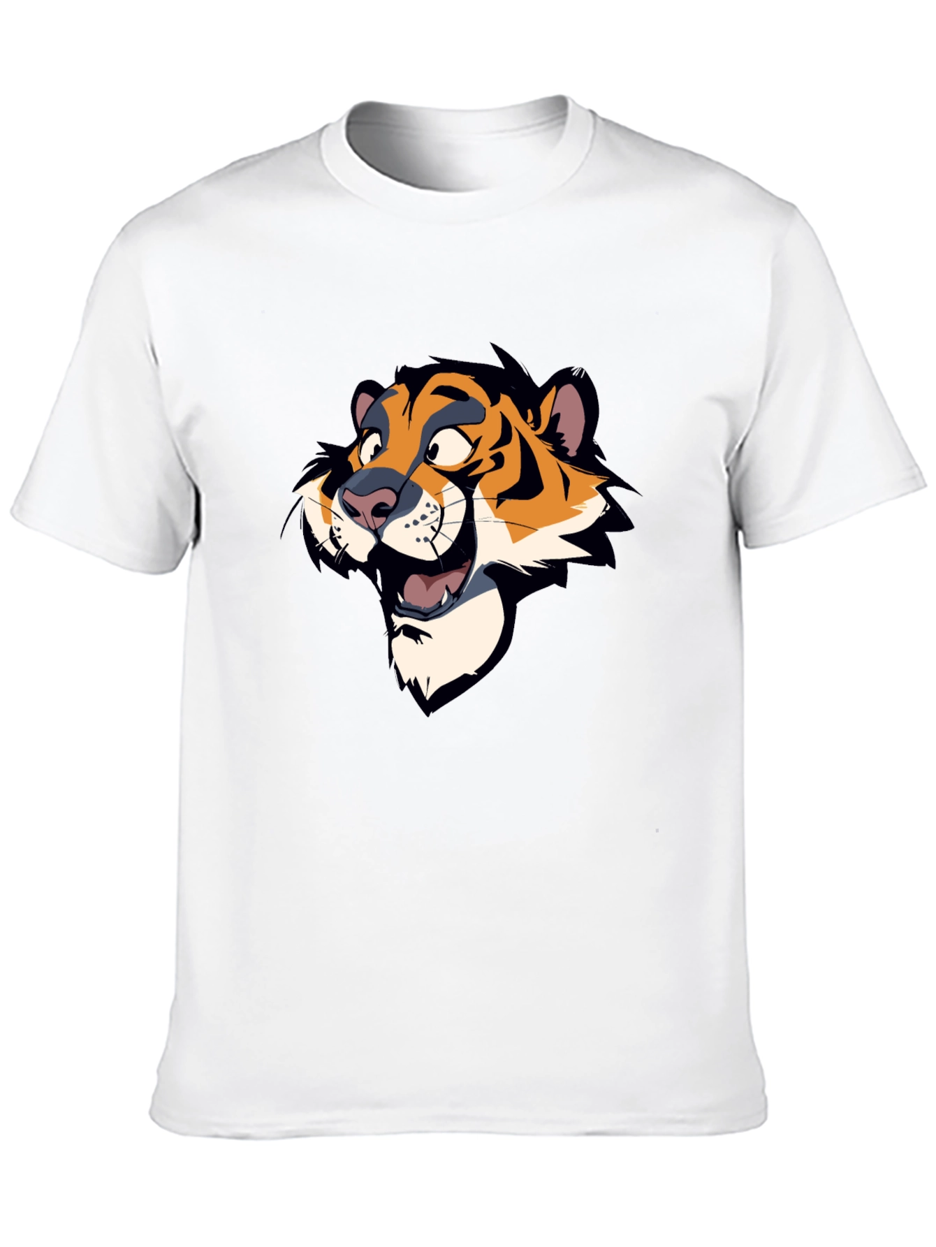 Cartoon Tiger Graphic Black T-Shirt