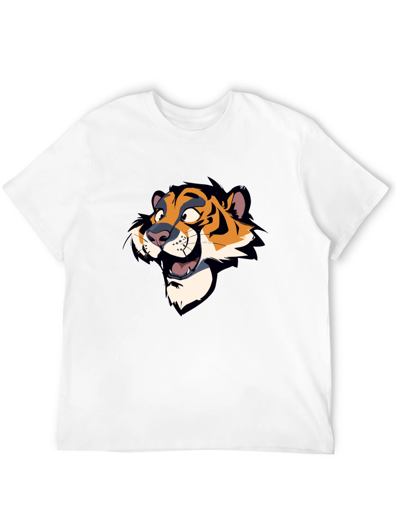 Cartoon Tiger Graphic Black T-Shirt