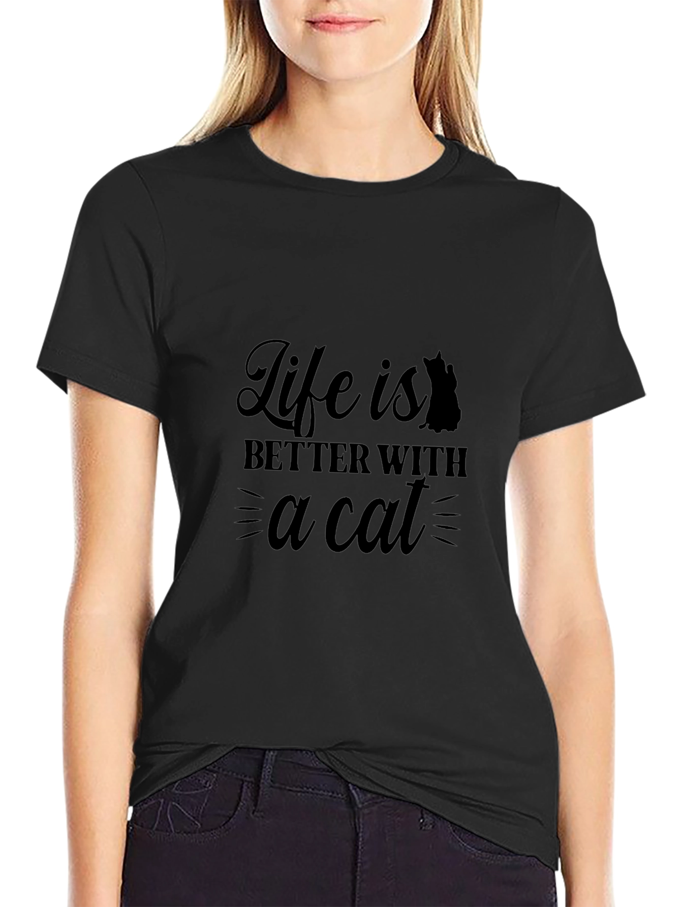 Life is Better With a Cat Black T-Shirt