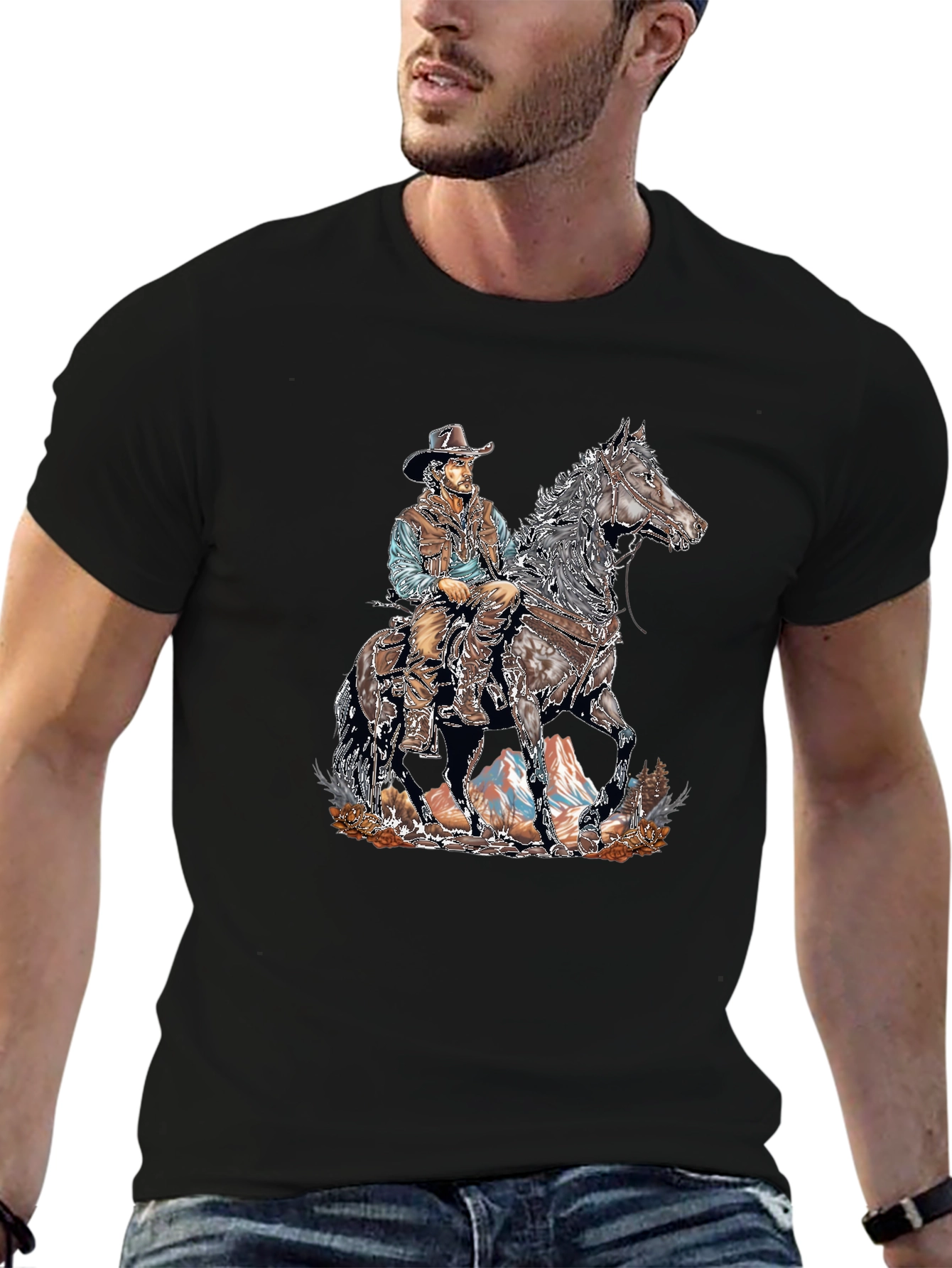 Cowboy on Horseback Graphic T-Shirt
