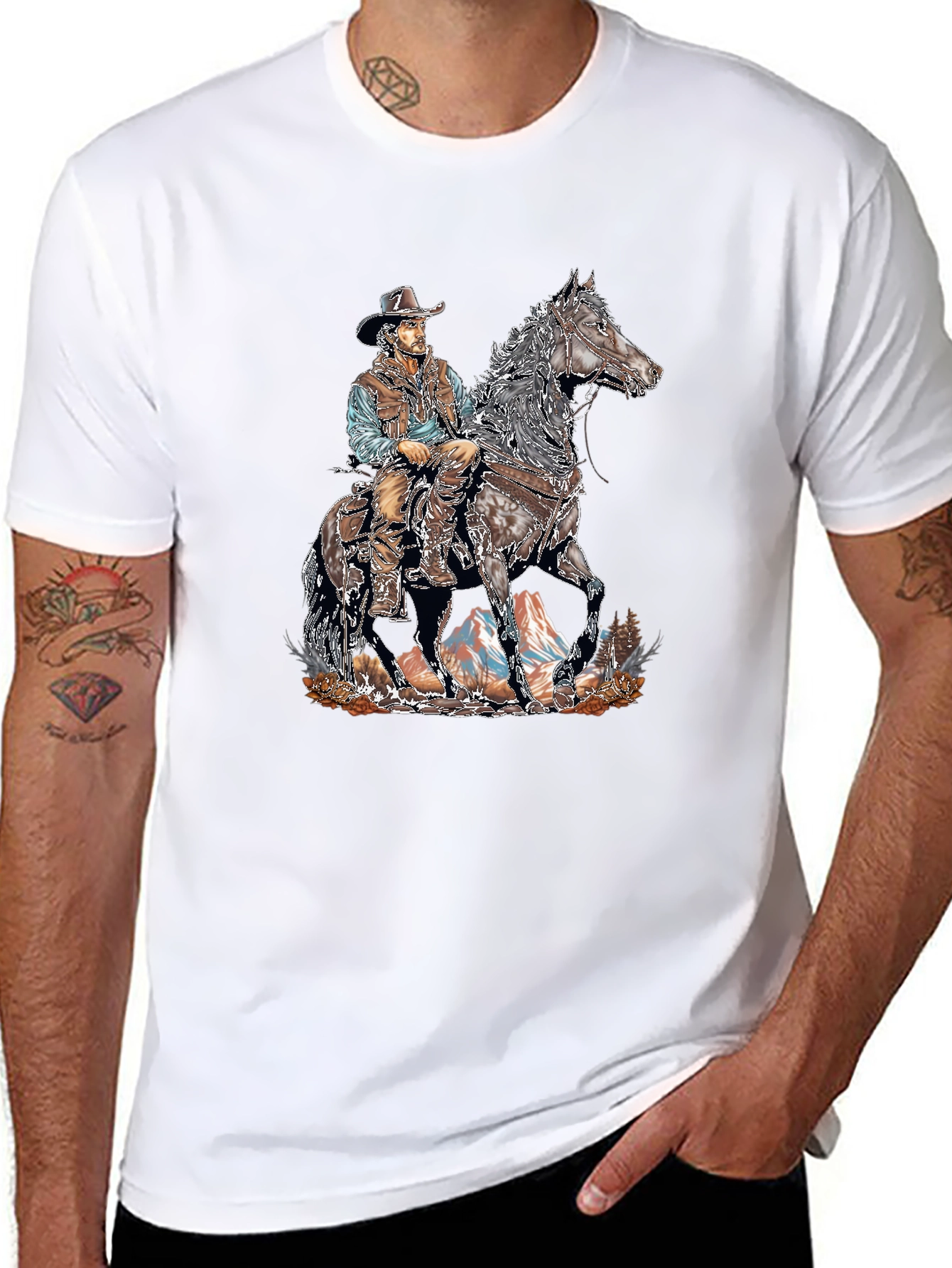 Cowboy on Horseback Graphic T-Shirt