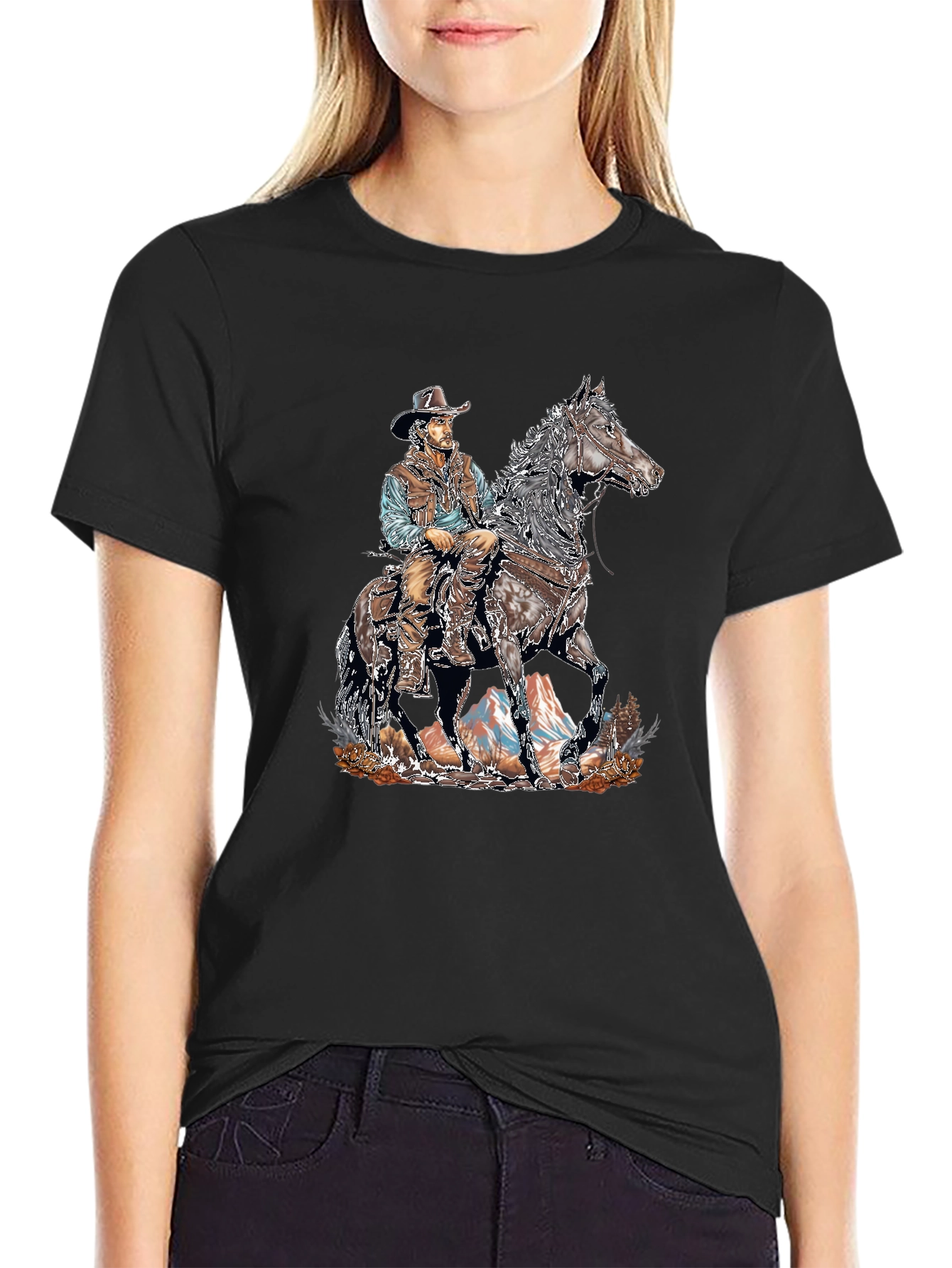 Cowboy on Horseback Graphic T-Shirt