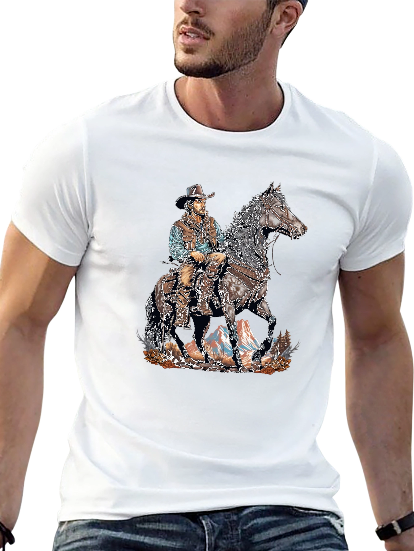 Cowboy on Horseback Graphic T-Shirt