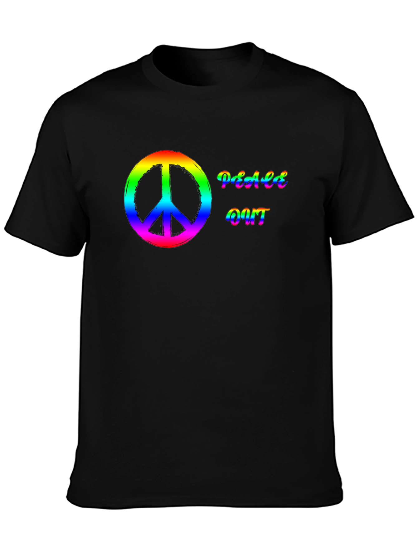 Peace Out Rainbow T-Shirt - Black