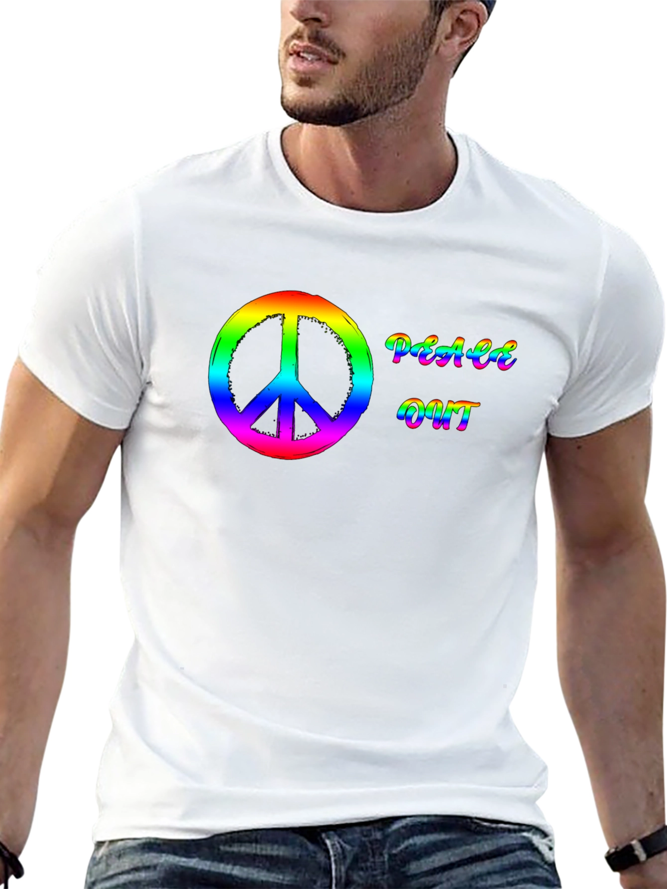 Peace Out Rainbow T-Shirt - Black
