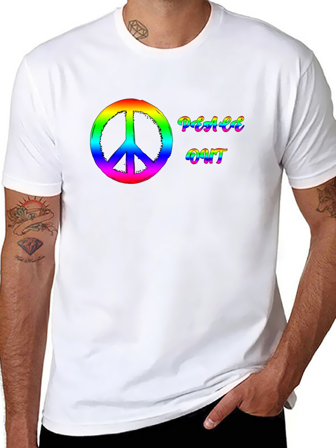 Peace Out Rainbow T-Shirt - Black