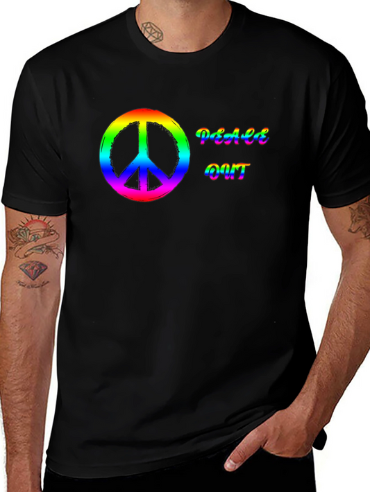 Peace Out Rainbow T-Shirt - Black