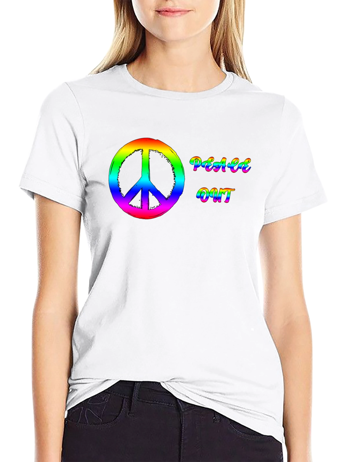 Peace Out Rainbow T-Shirt - Black