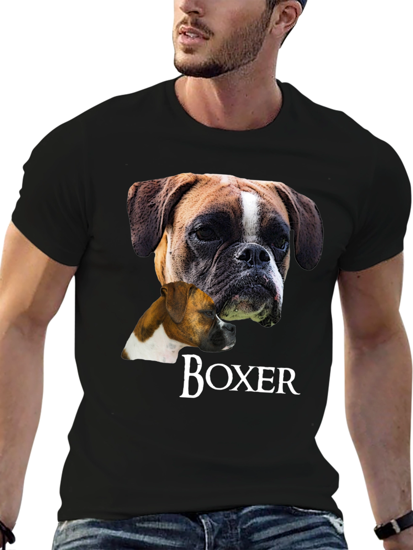 Boxer Dog Graphic T-Shirt - Unisex Black Tee