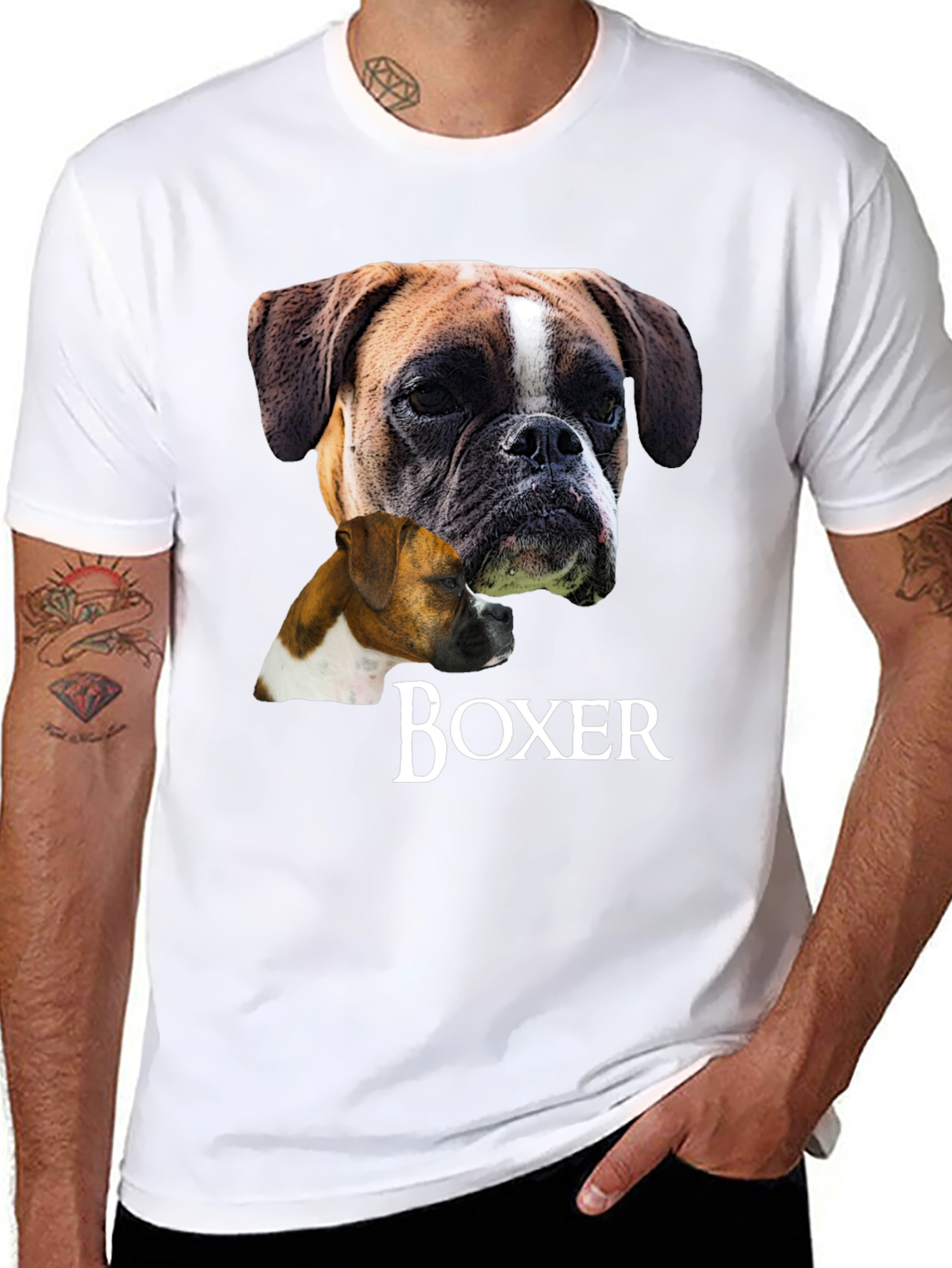 Boxer Dog Graphic T-Shirt - Unisex Black Tee
