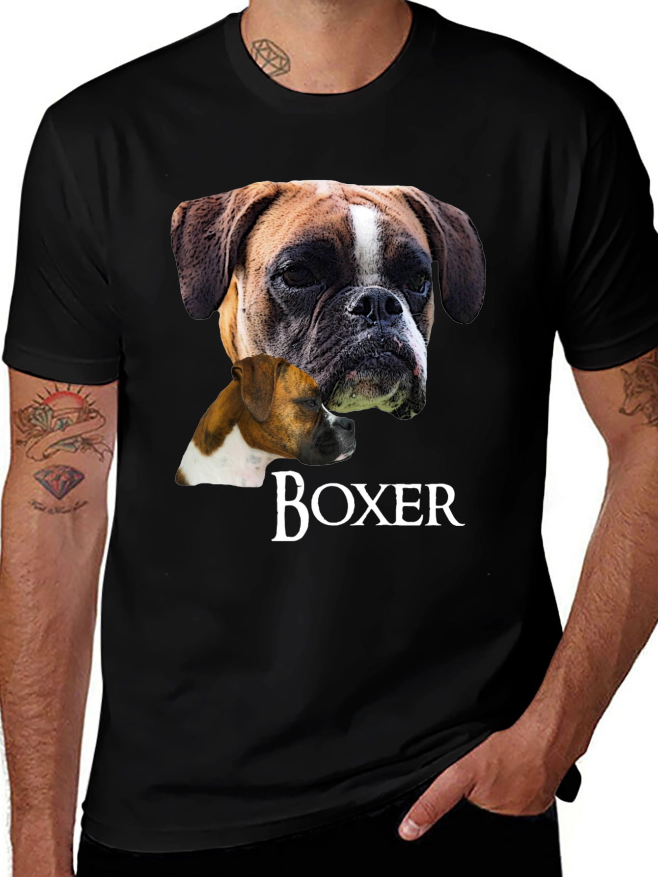 Boxer Dog Graphic T-Shirt - Unisex Black Tee