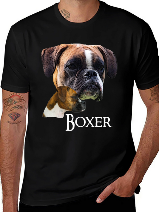 Boxer Dog Graphic T-Shirt - Unisex Black Tee