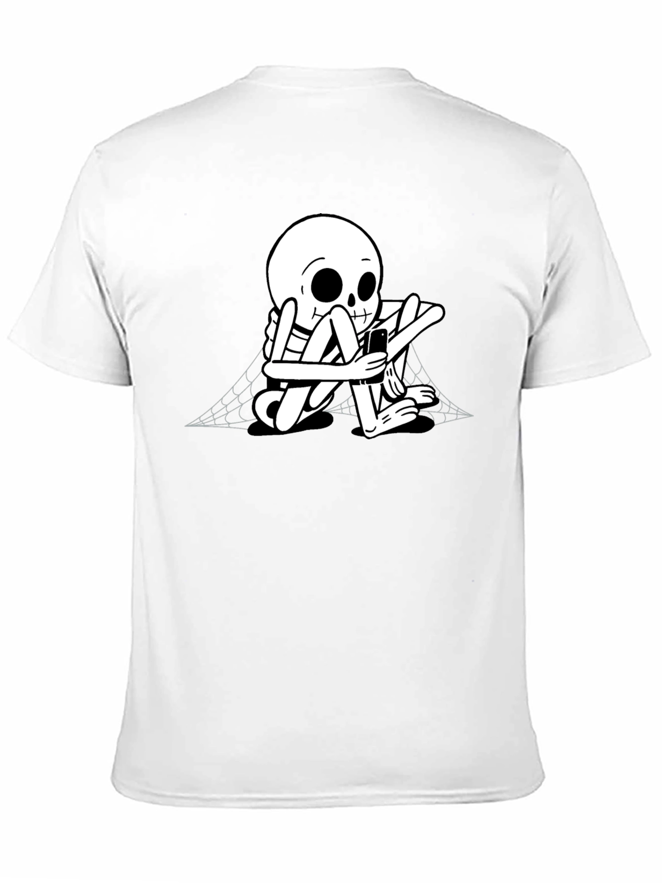 Skeleton on Phone Black Graphic Tee