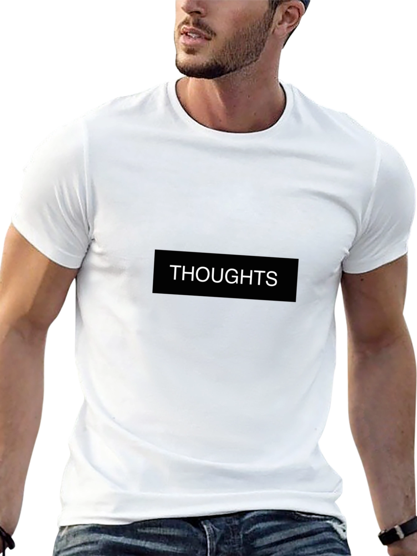 Mens Black Thoughts Graphic Tee - Casual Style