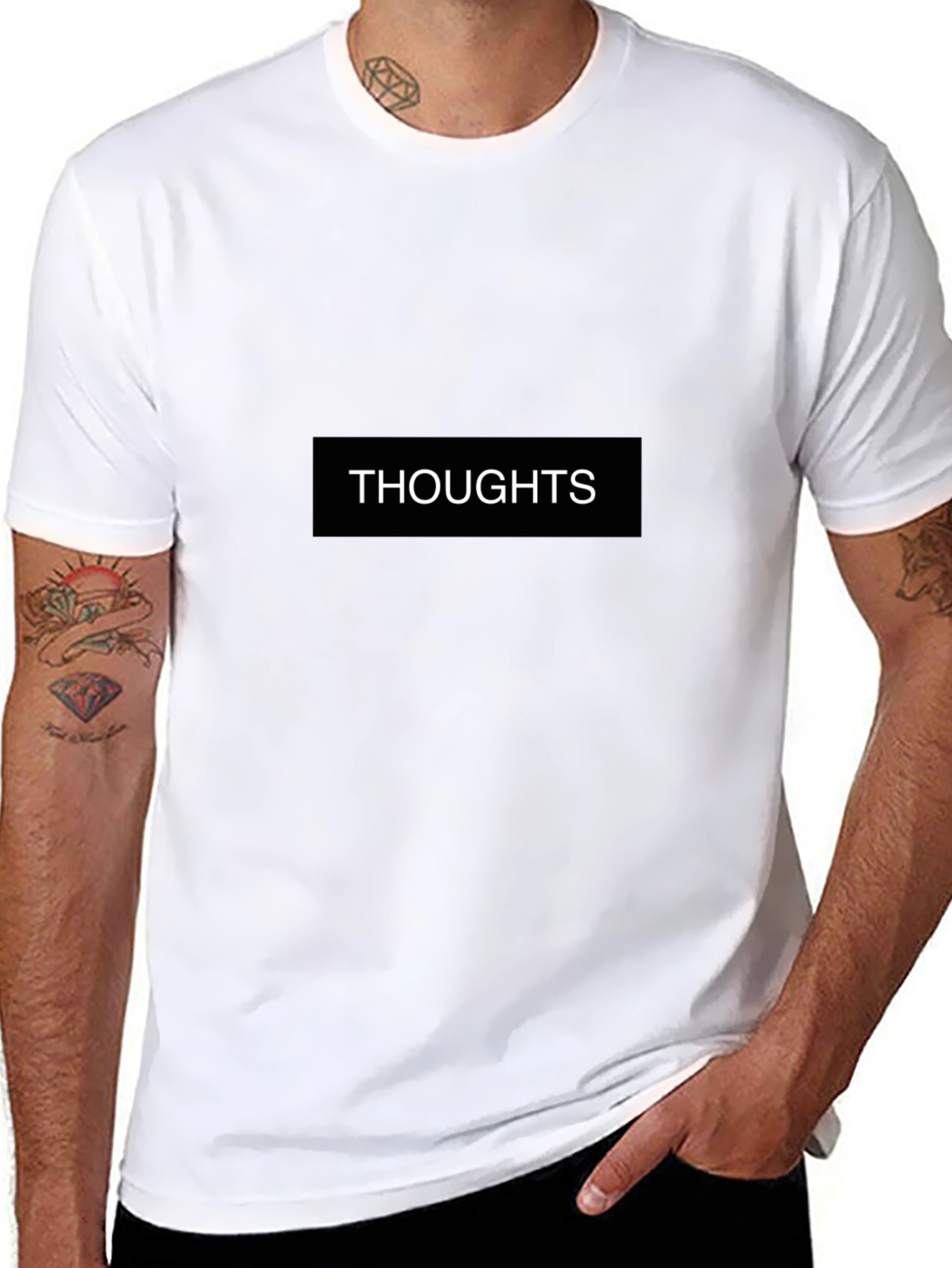 Mens Black Thoughts Graphic Tee - Casual Style
