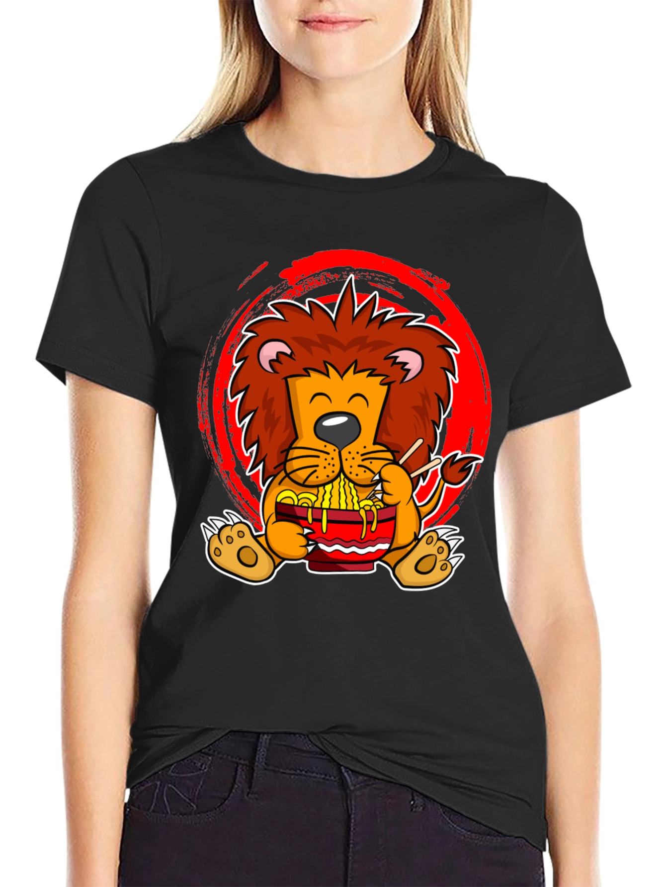 Lion Ramen T-Shirt - Cute Cartoon Graphic Tee