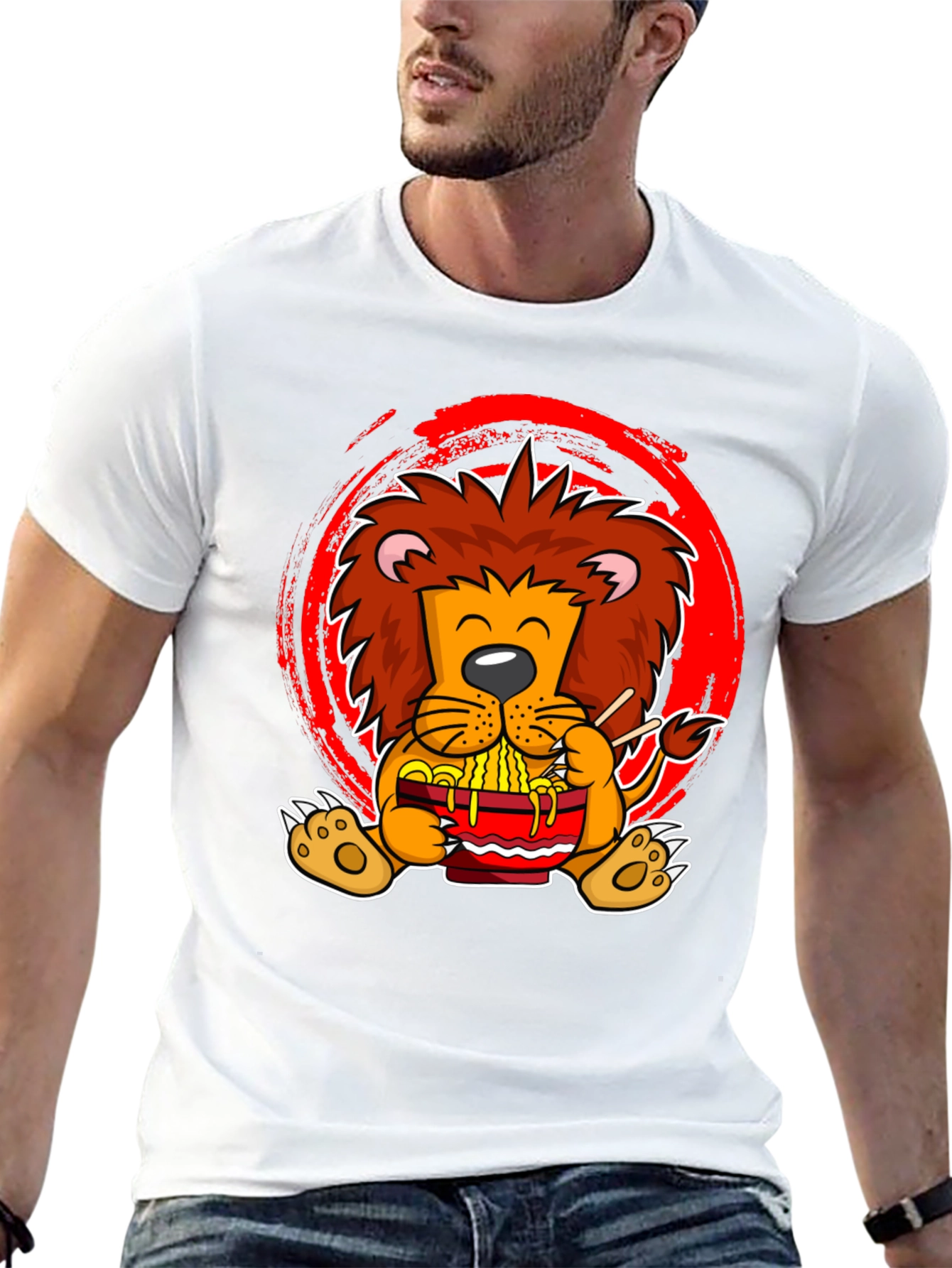 Lion Ramen T-Shirt - Cute Cartoon Graphic Tee