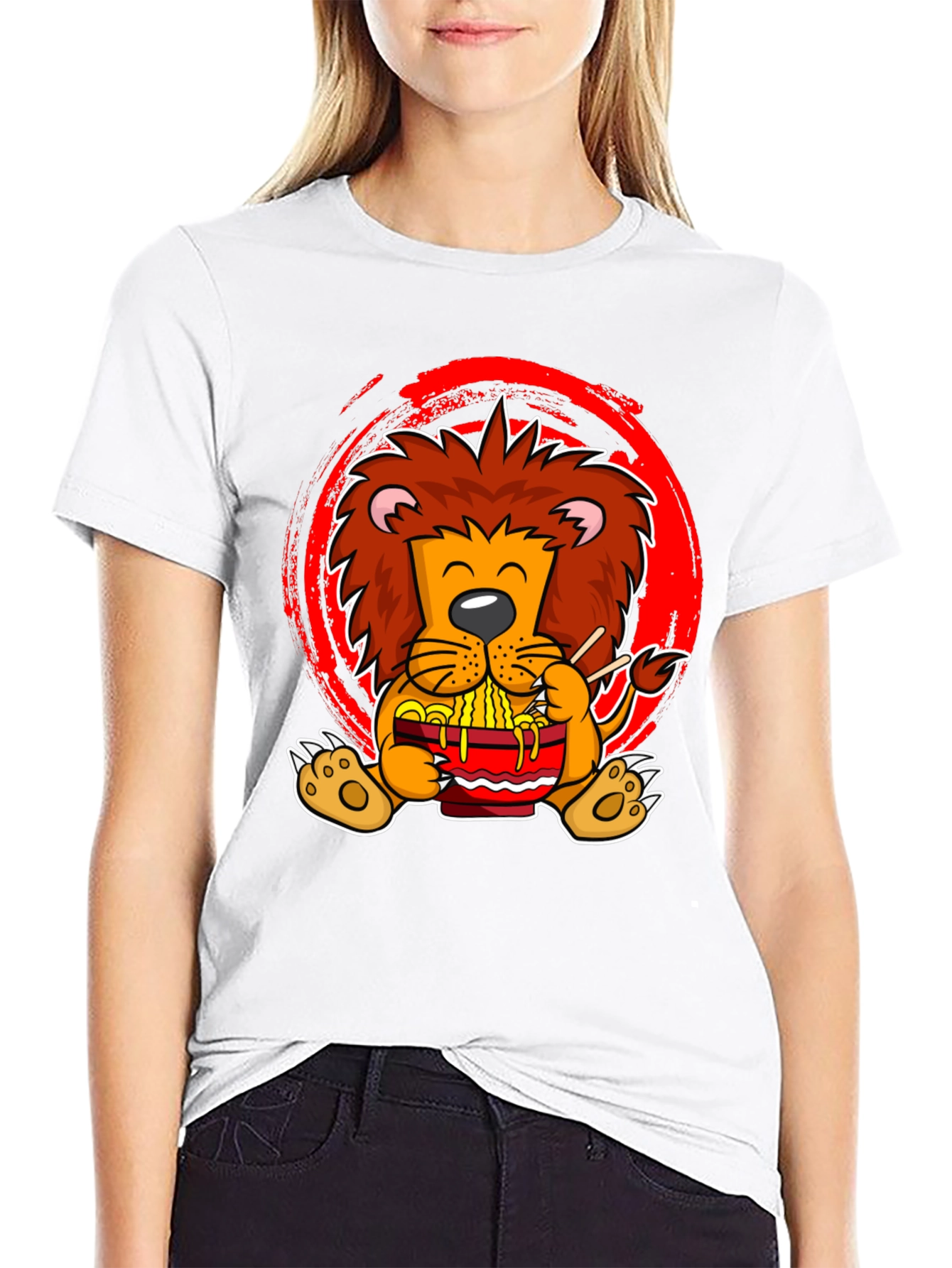Lion Ramen T-Shirt - Cute Cartoon Graphic Tee