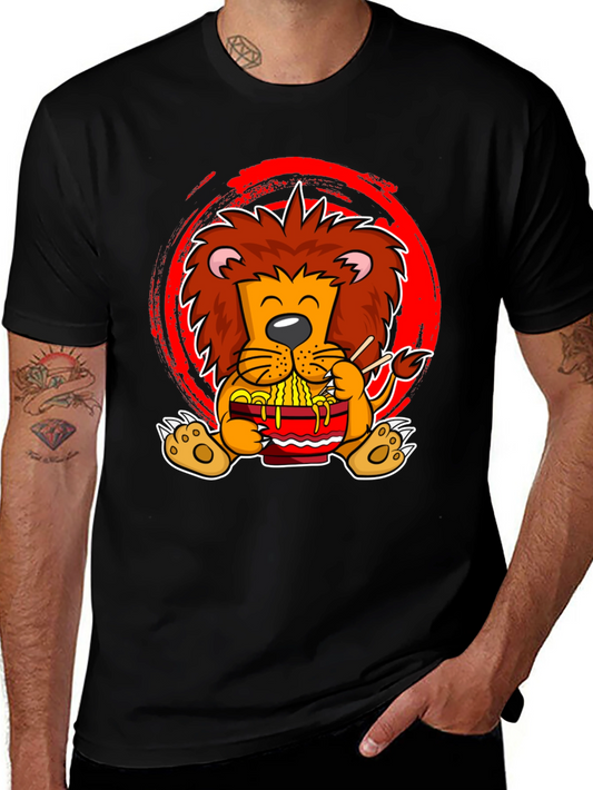 Lion Ramen T-Shirt - Cute Cartoon Graphic Tee