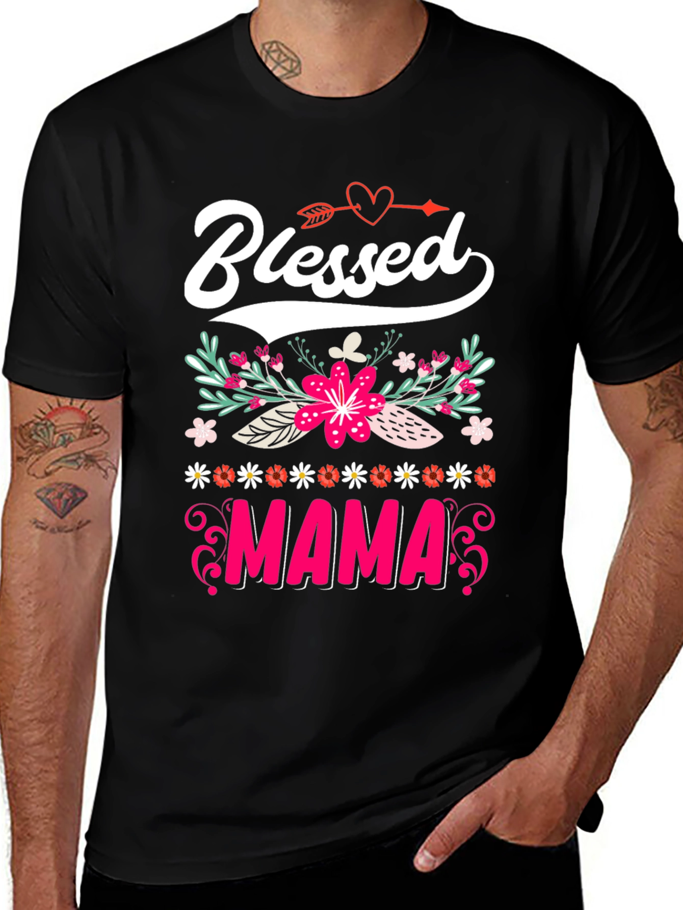 Blessed Mama Floral Graphic T-Shirt